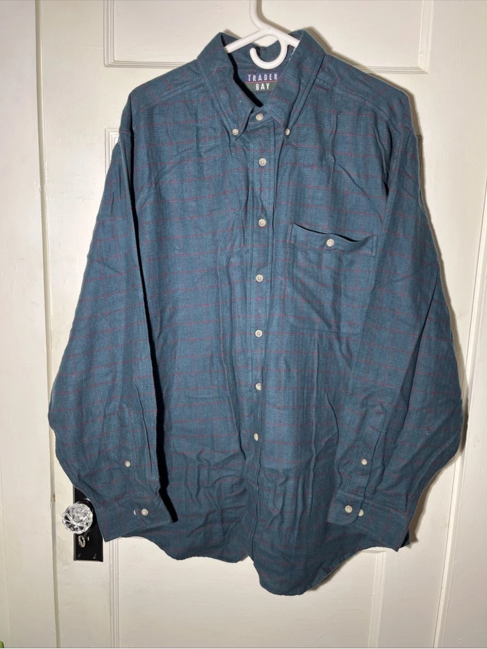 Men’s Flannel Shirts Size XL Trader Bay Green Plaid Long Sleeve